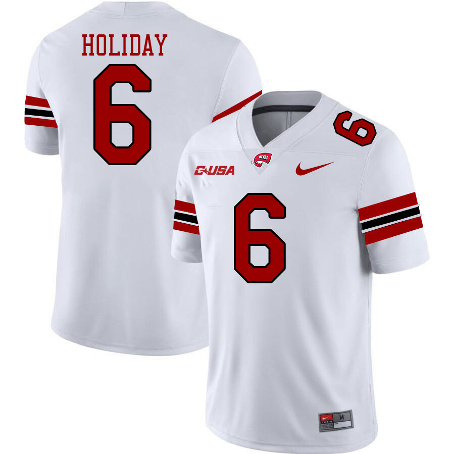 Western Kentucky Hilltoppers #6 Jimmy Holiday College Football Jerseys Stitched Sale-White Western Kentucky Hilltoppers #6 Jimmy Holiday College Football Jerseys Stitched Sale-White